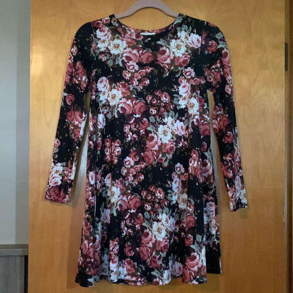 Long Sleeve Floral Print Dress Size Small